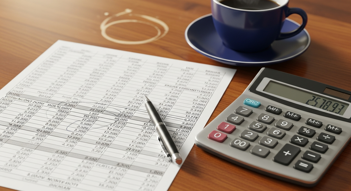 Tableau de bord financier avec calculs de budget pour ouverture restaurant